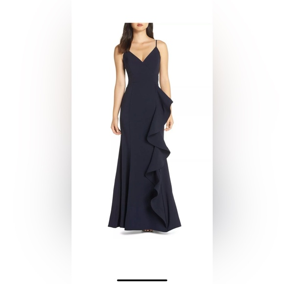 Sleeveless Gown Women's Ruffle Front Eliza J Cascade Ruffle